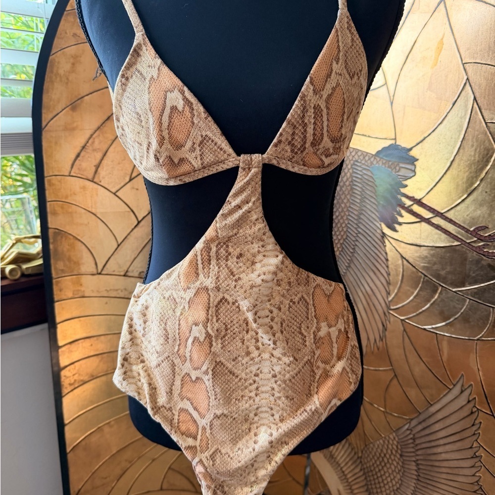 Free people Onia Beige snakeskin One-Piece Swimsuit with Neutral Print - Picture 2 of 8